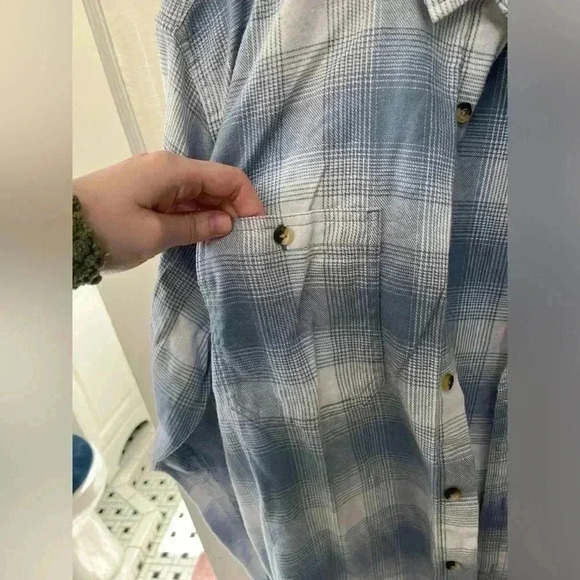 vintage wrangler authentics blue and white button down flannel‎ - Picture 3 of 8